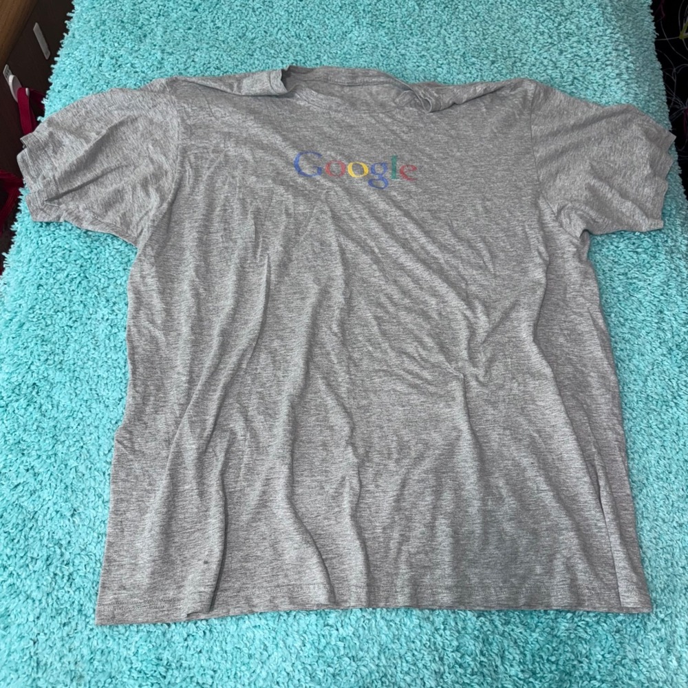 Google T-Shirt Gray Menswear Graphic Tee Short Sleeve‎ Top Casual